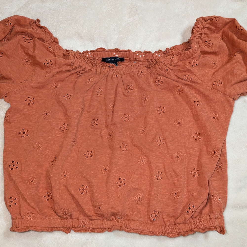 American Eagle Outfitters Terracotta Eyelet Blouse